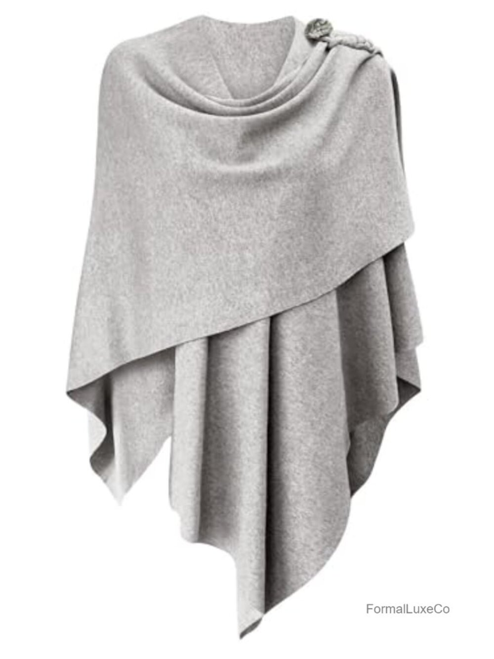 Womens Cross Front Poncho Wrap Button Shawl Cape Lightweight Knit
